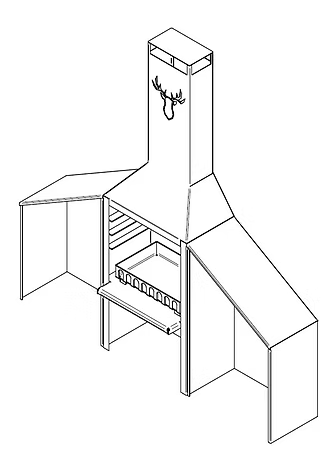 Angled Corten Steel Wood Storage Box Pair Sketch