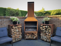 Corten steel wood storage box pair