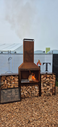 Classic Corten 900 Fireplace Package, Grill & Door