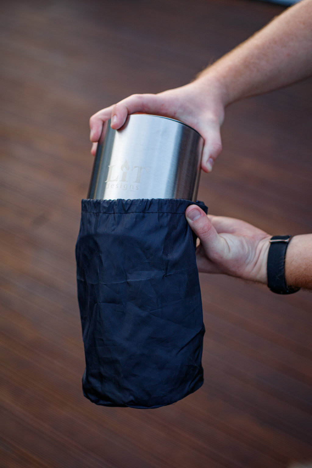 Stainless steel table top fire pit with bag